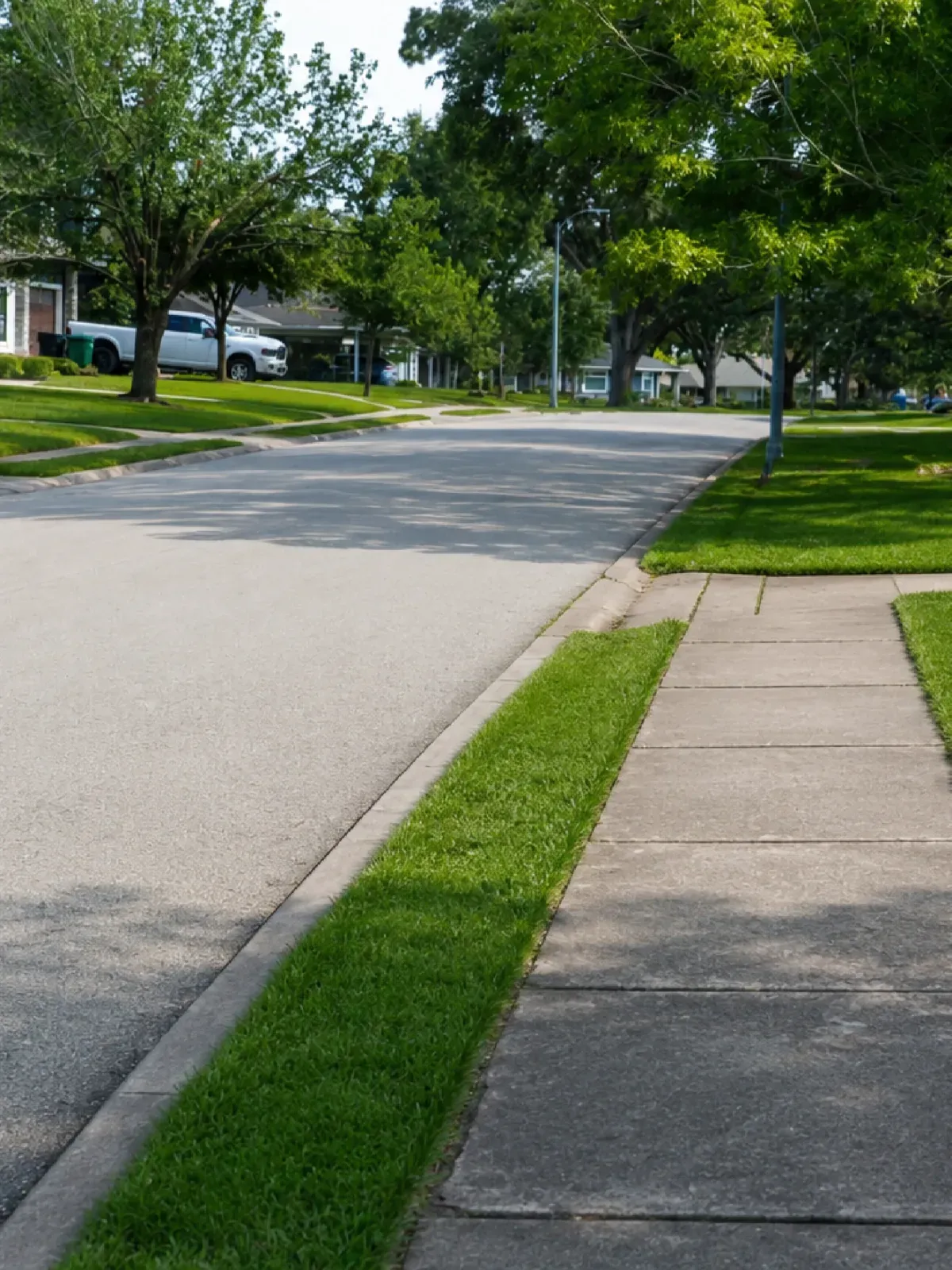 Clean sidewalk and curb after storm debris was removed