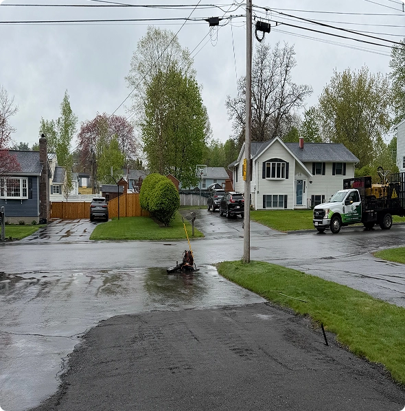 Overcast day on a quiet residential street